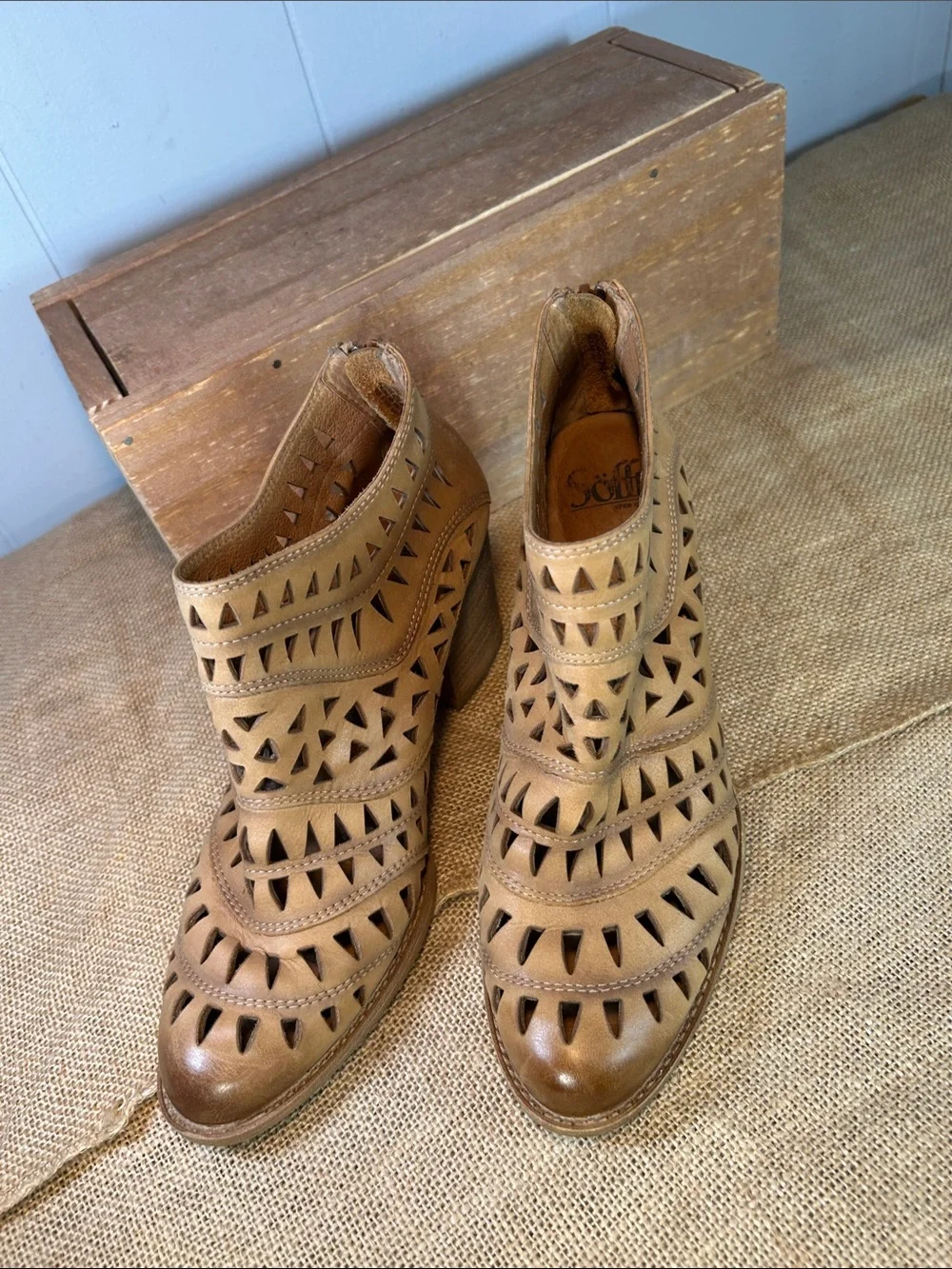 Sofft Westwood Laser Cutout Leather Ankle Booties